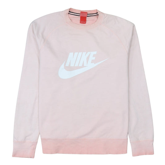 Nike Womens Pink Logo Pullover Sweatshirt Size L Cotton Crew Neck