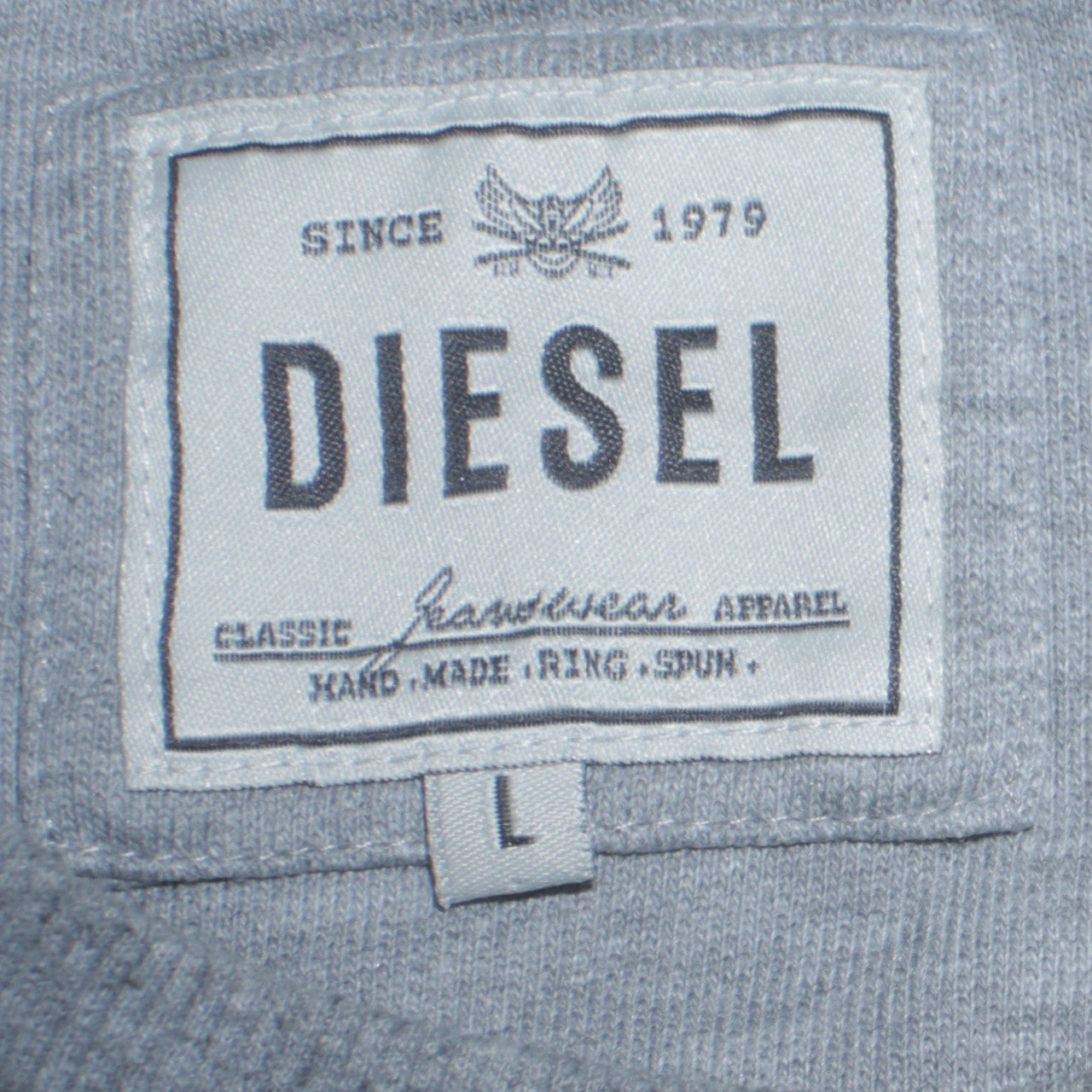 Diesel Mens Grey Blue Long Sleeve Crew Neck Pullover Sweatshirt L