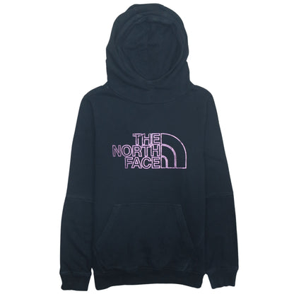 Additional front view of The North Face boys’ black pullover hoodie l embroidered logo sweatshirt
