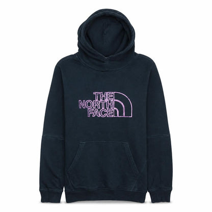 Front view of The North Face boys’ black pullover hoodie l embroidered logo sweatshirt