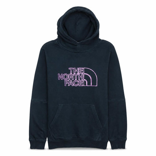 Front view of The North Face boys’ black pullover hoodie l embroidered logo sweatshirt