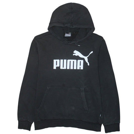 Puma Men's Black Small Pullover Hoodie with Logo Print