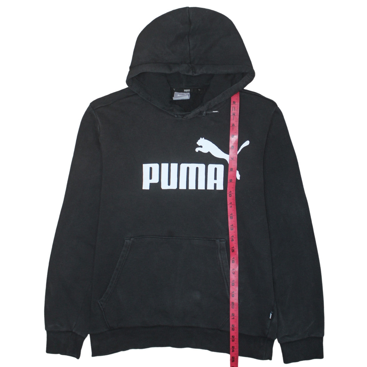 Puma Men's Black Small Pullover Hoodie with Logo Print