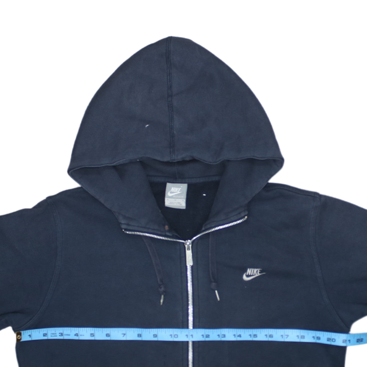 Nike Mens Blue Full Zip Hoodie Size M Cotton Fleece Sweatshirt