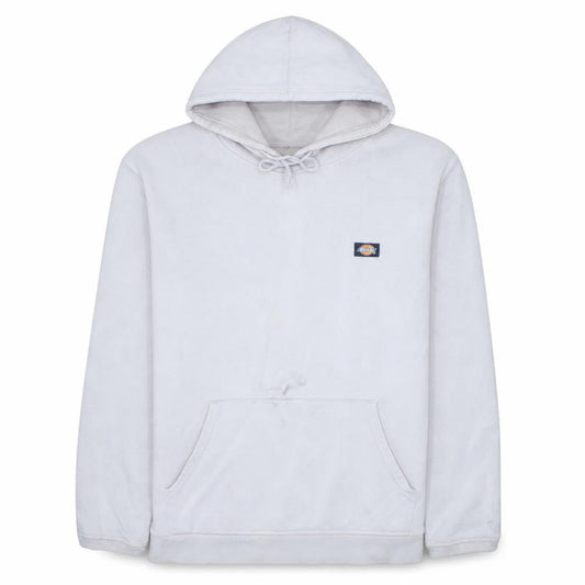 Dickies Men White Pullover Hoodie Large Fleece Logo Sweatshirt