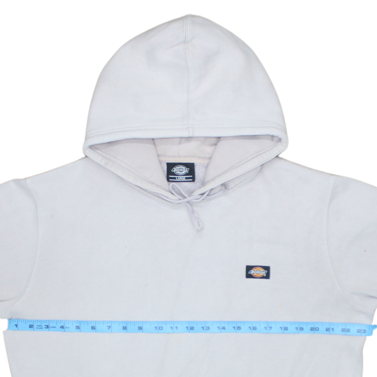 Dickies Men White Pullover Hoodie Large Fleece Logo Sweatshirt