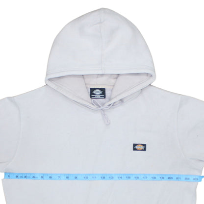 Dickies Men White Pullover Hoodie Large Fleece Logo Sweatshirt