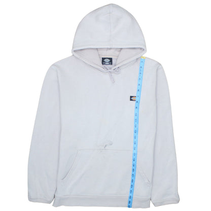 Dickies Men White Pullover Hoodie Large Fleece Logo Sweatshirt