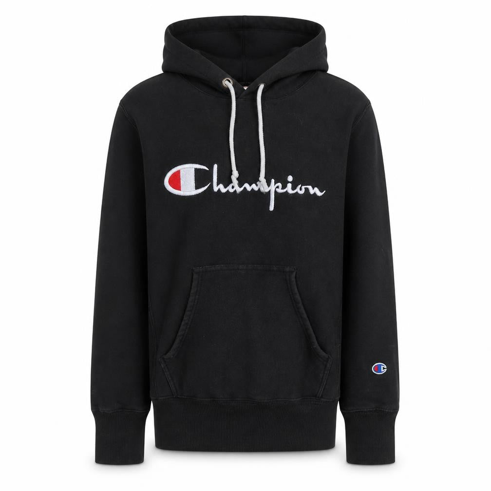 Champion Men's Black Small Pullover Hoodie Embroidered Logo Sweatshirt