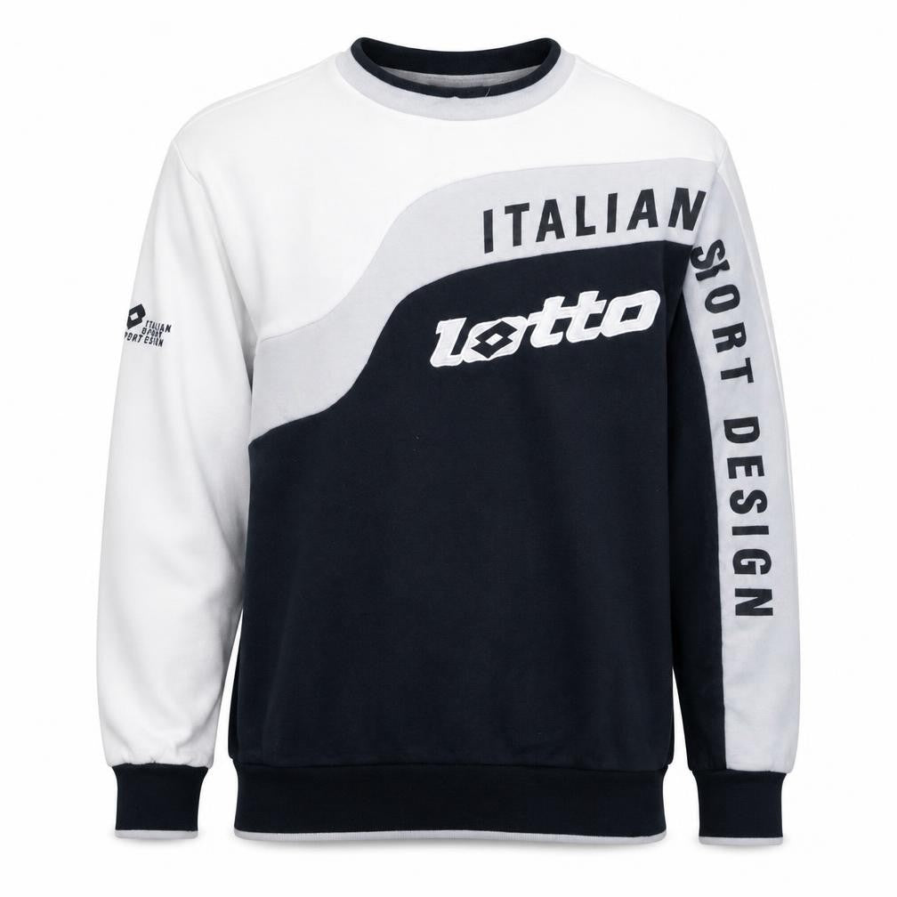 Lotto Men Black & White Italian Sport Design Graphic Pullover Sweatshirt L