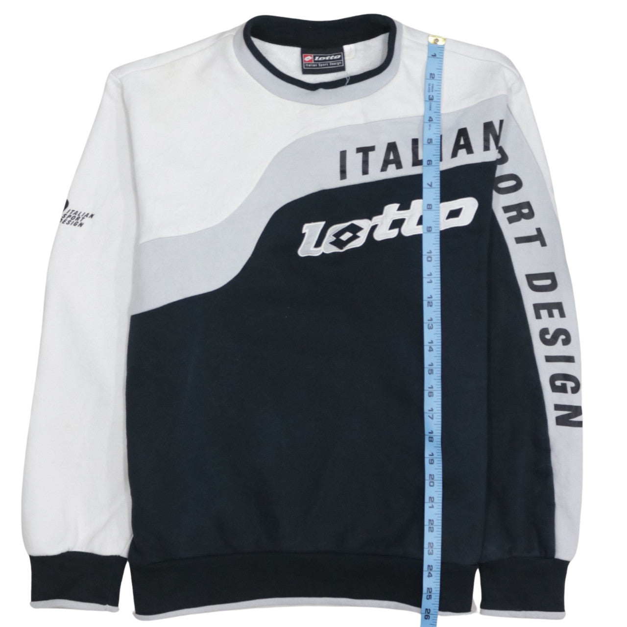 Lotto Men Black & White Italian Sport Design Graphic Pullover Sweatshirt L