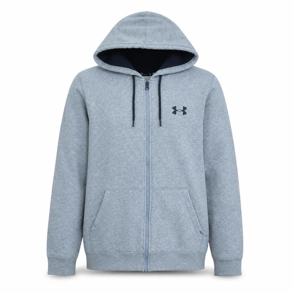 Under Armour Mens Grey Full Zip Hoodie Size M Relaxed Fit Sportswear