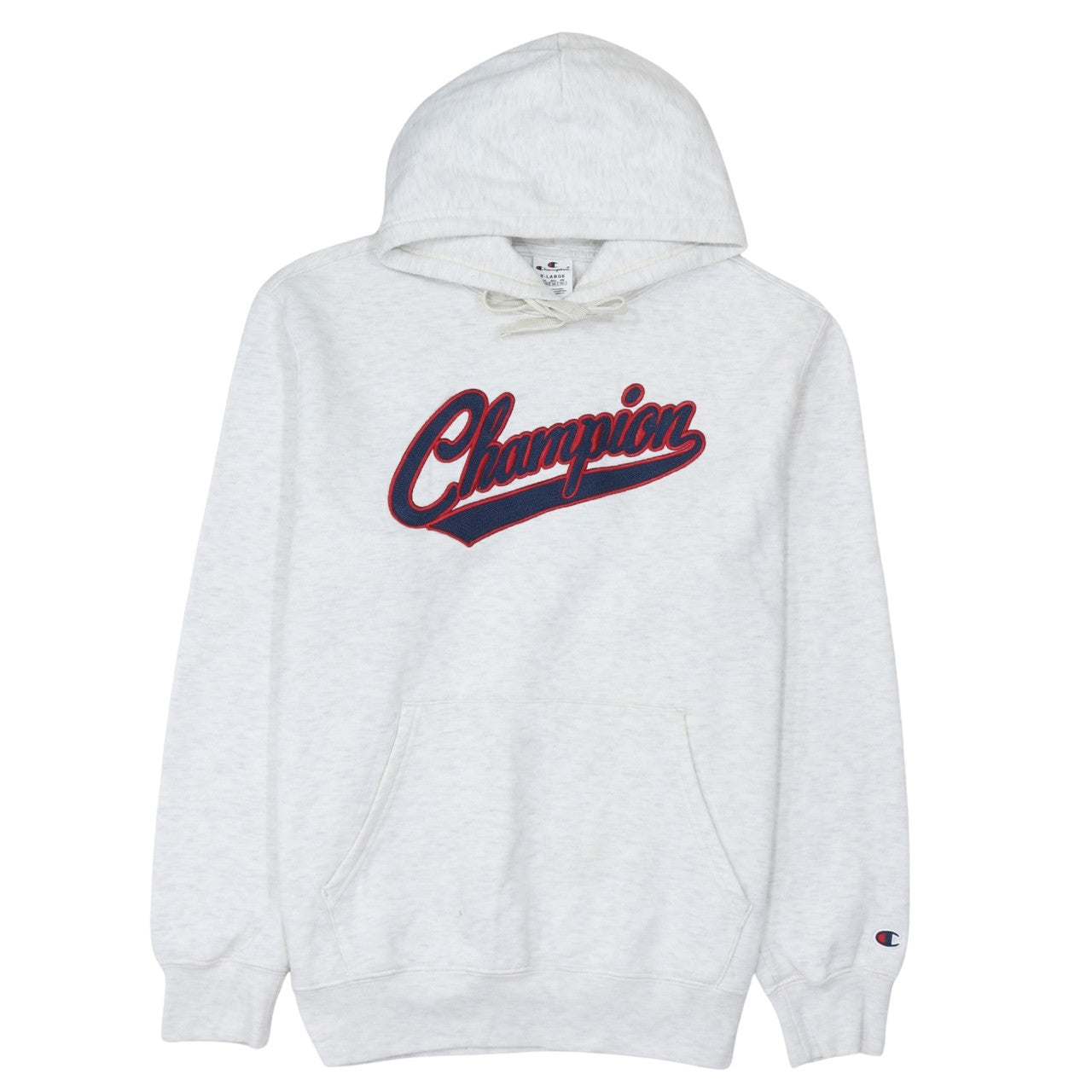 Champion Men's Grey XL Pullover Hoodie Embroidered Logo Fleece