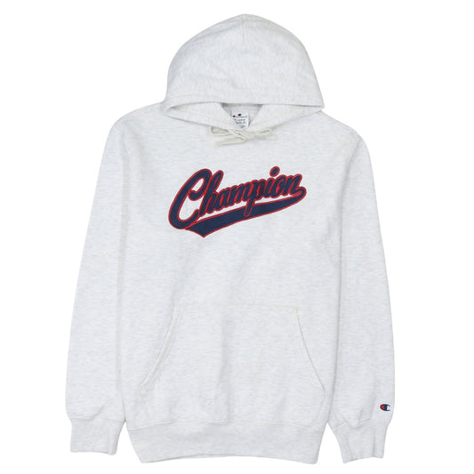 Champion Men's Grey XL Pullover Hoodie Embroidered Logo Fleece