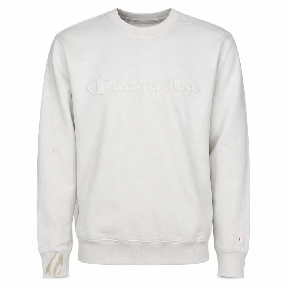 Champion Men's White Small Crew Neck Embroidered Sweatshirt