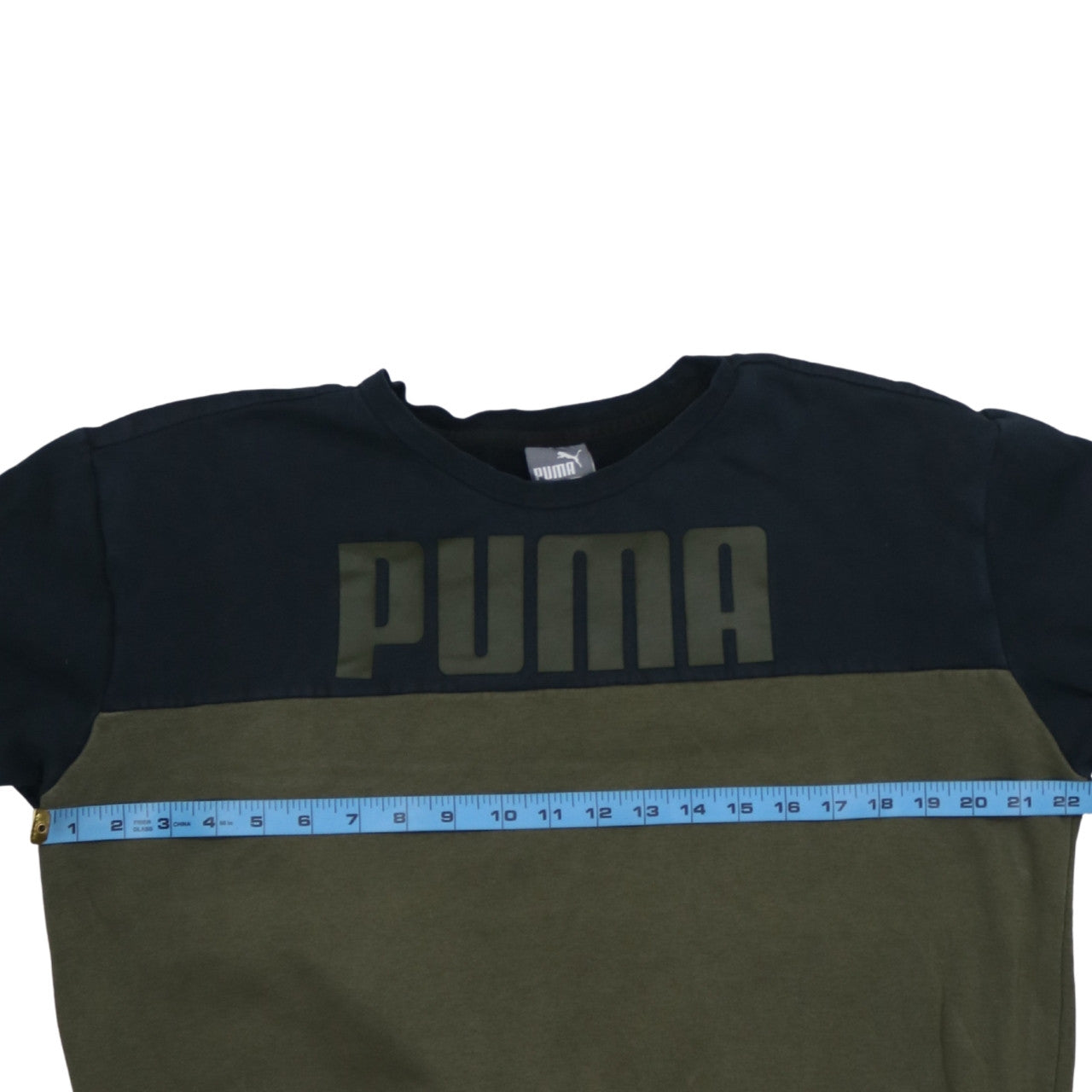 Puma Men's Green Pullover Sweatshirt M Regular Fit Logo Crew Neck