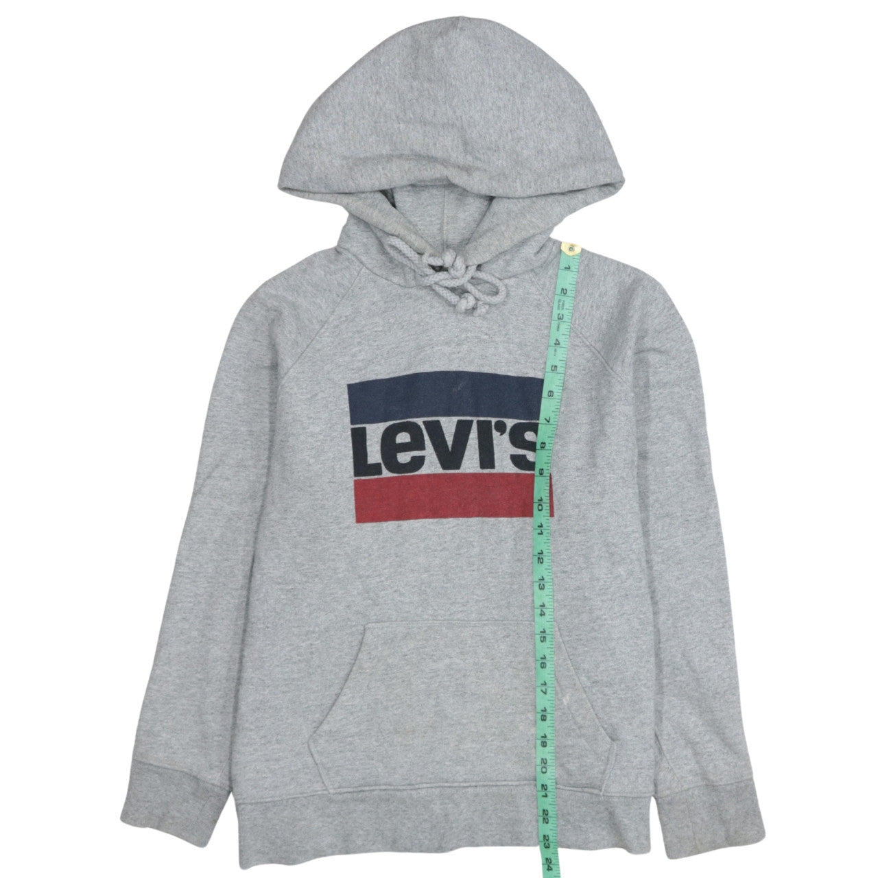 Levi's Women Grey Pullover Hoodie L Logo Print Cotton Blend