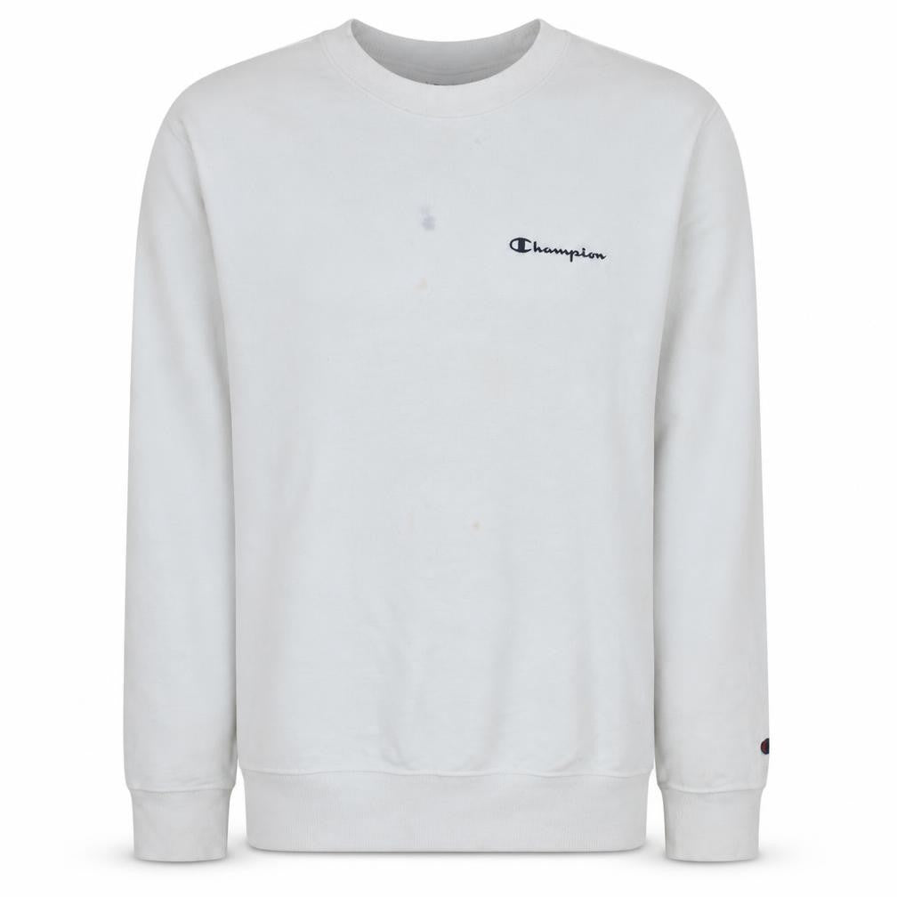 Champion Mens White Small Pullover Crew Neck Sweatshirt