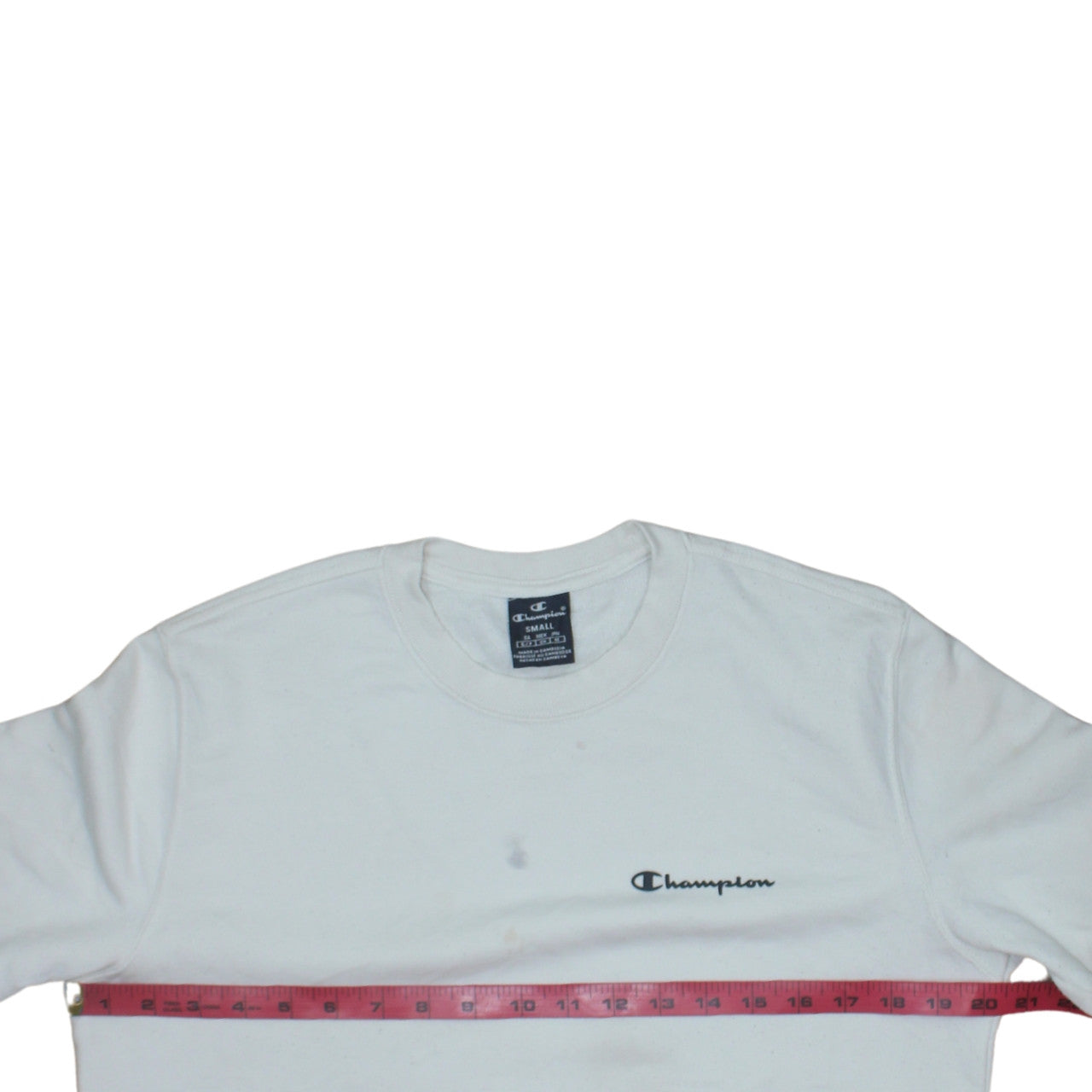 Champion Mens White Small Pullover Crew Neck Sweatshirt