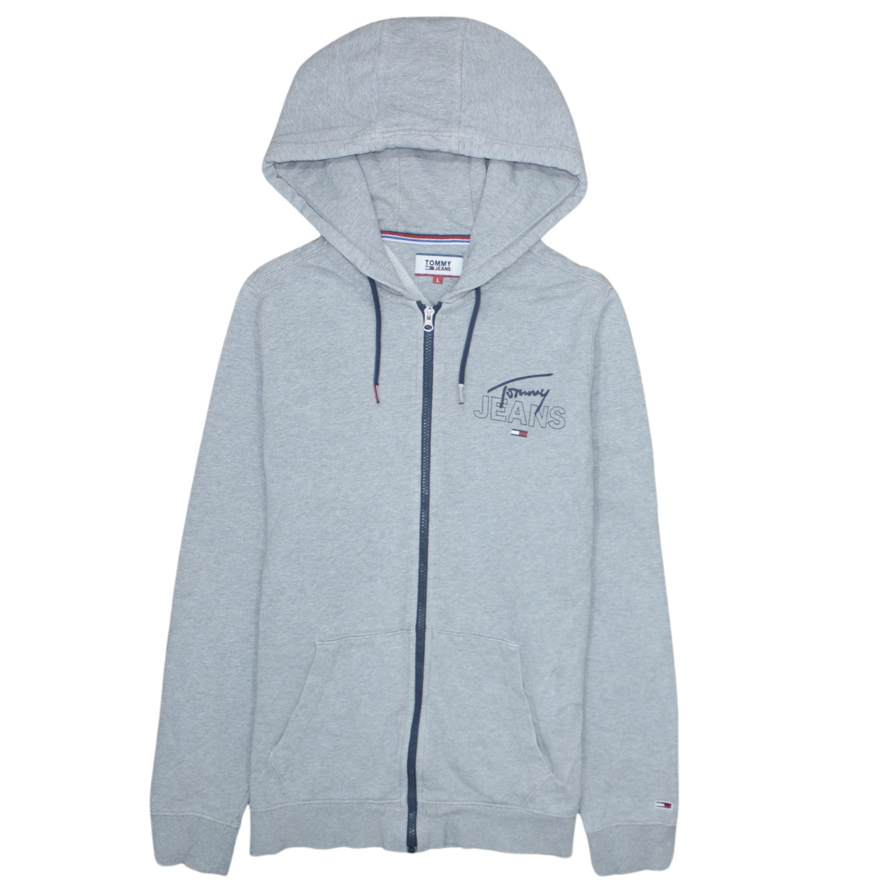 Tommy Jeans Men's Grey Full Zip Hoodie Sweatshirt Size L
