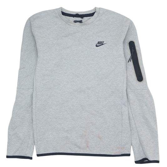 Nike Men's Grey Small Pullover Crew Neck Sweatshirt Zip Pocket