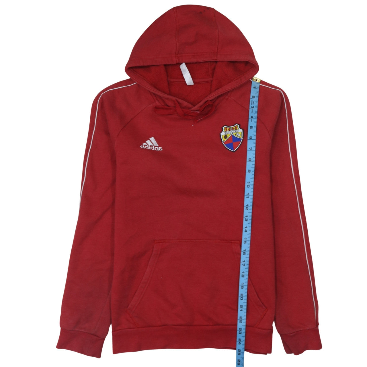 Adidas Men's Red Pullover Hoodie Small Embroidered Sports Style