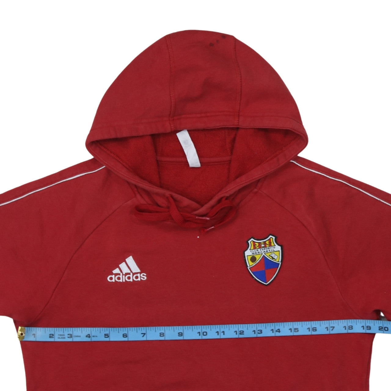 Adidas Men's Red Pullover Hoodie Small Embroidered Sports Style