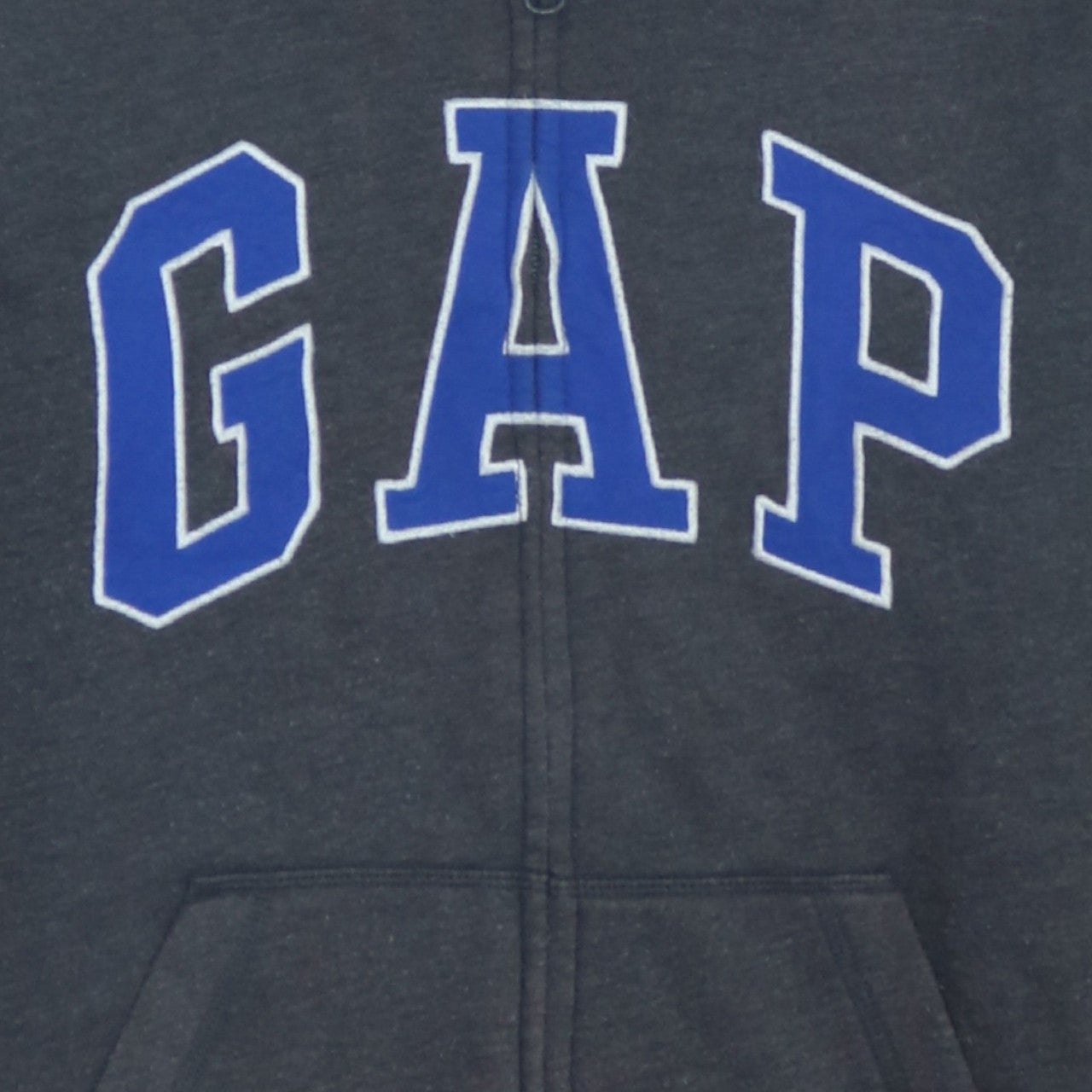 GAP Boys Grey Full Zip Hoodie Size 12 Years Fleece Cotton Logo Zip