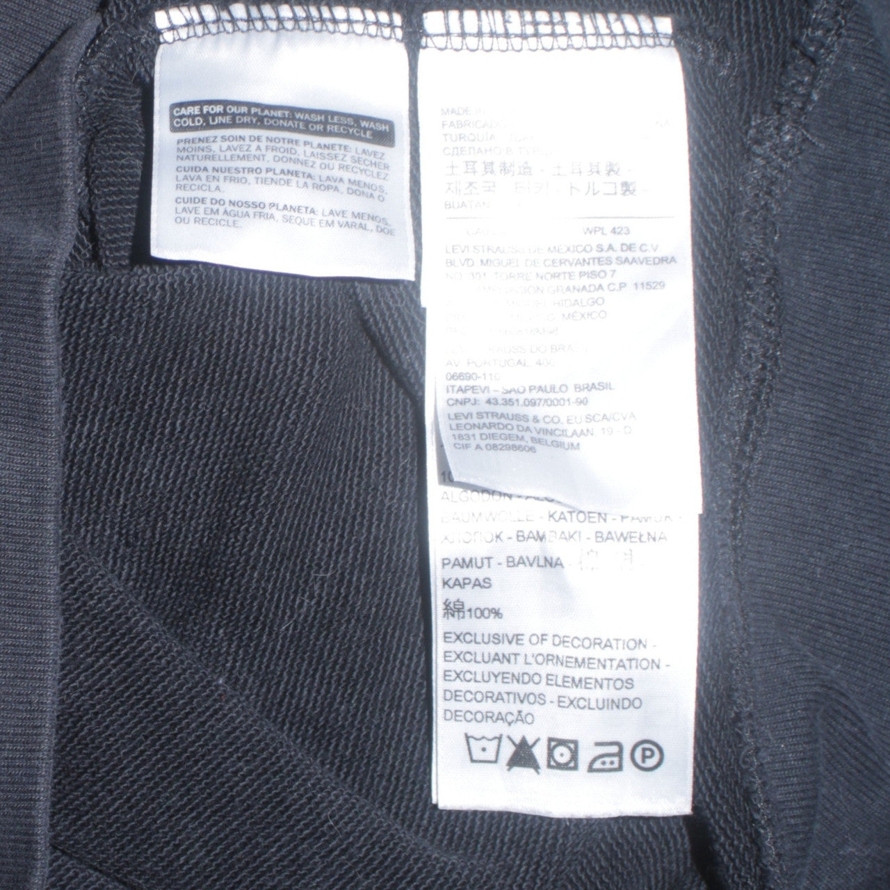 Levi's Mens Black Pullover Hoodie XS Cotton Fleece Sweatshirt