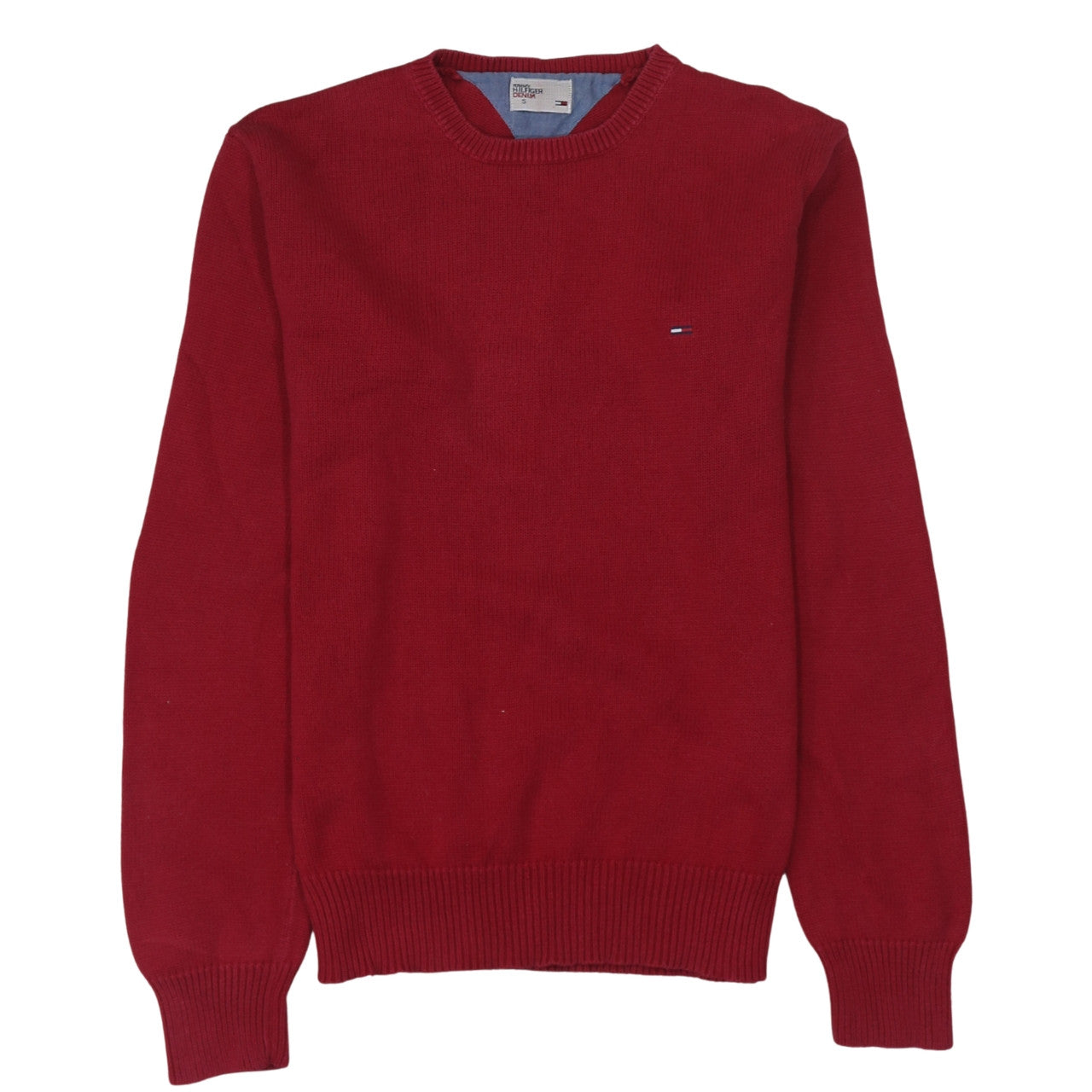 Tommy Hilfiger Denim Men’s Red Cotton Crew Neck Jumper Size S