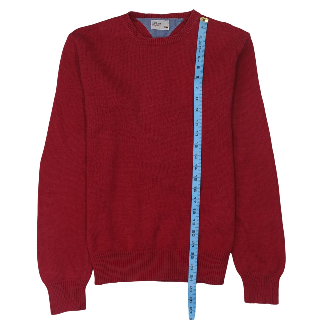 Tommy Hilfiger Denim Men’s Red Cotton Crew Neck Jumper Size S