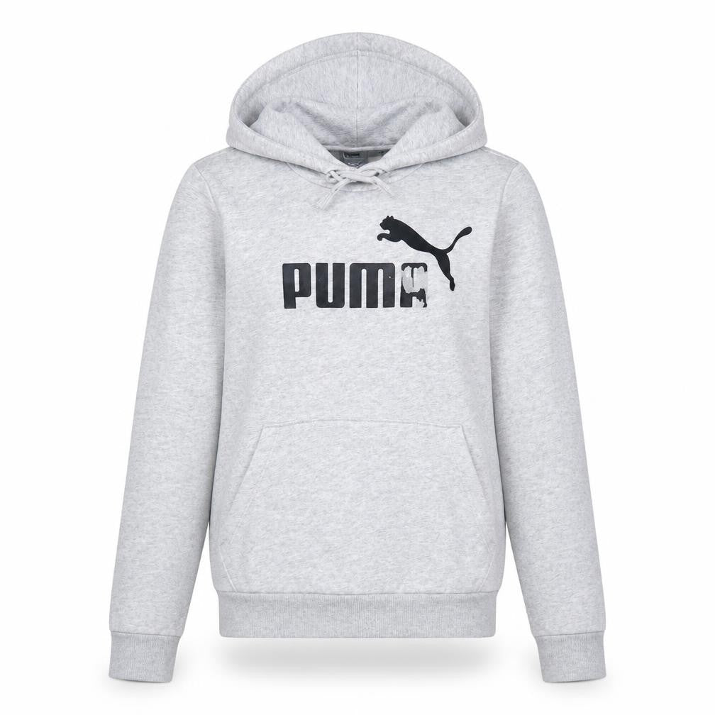 Puma Womens Grey Hoodie XS Relaxed Fit Pullover Sweatshirt