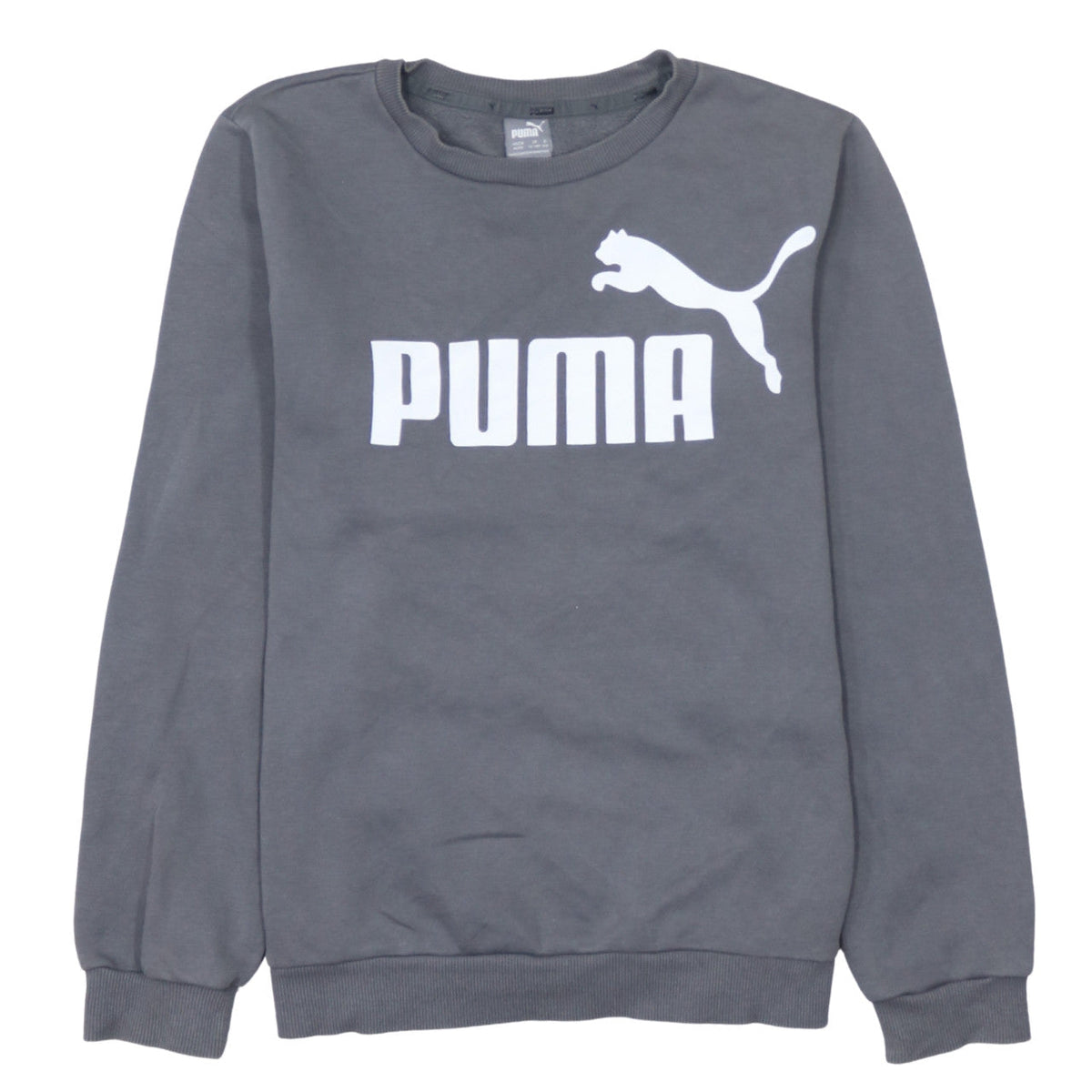 Puma Boys Grey Crew Neck Logo Sweatshirt 13-14 Years Cotton Blend