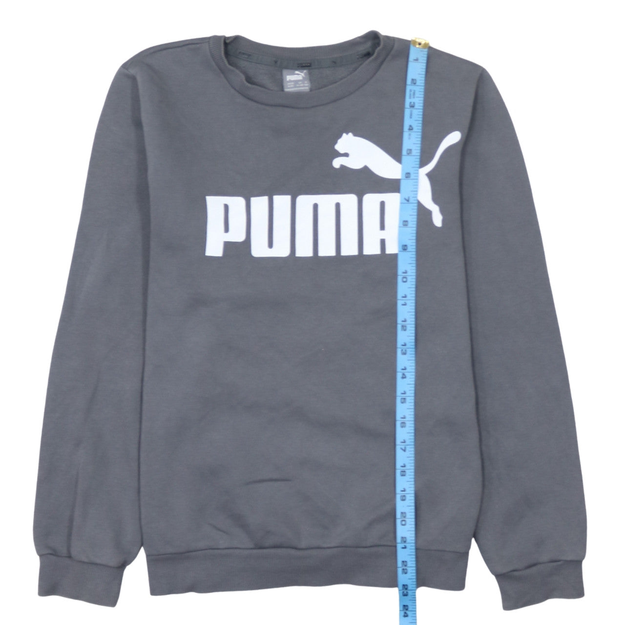 Puma Boys Grey Crew Neck Logo Sweatshirt 13-14 Years Cotton Blend