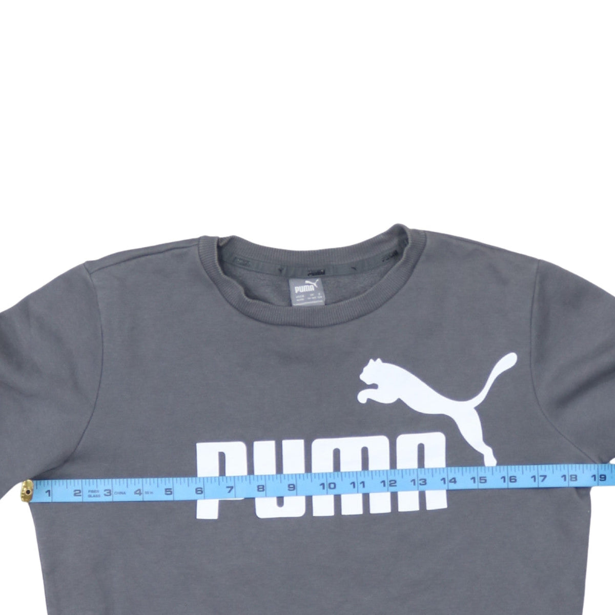 Puma Boys Grey Crew Neck Logo Sweatshirt 13-14 Years Cotton Blend