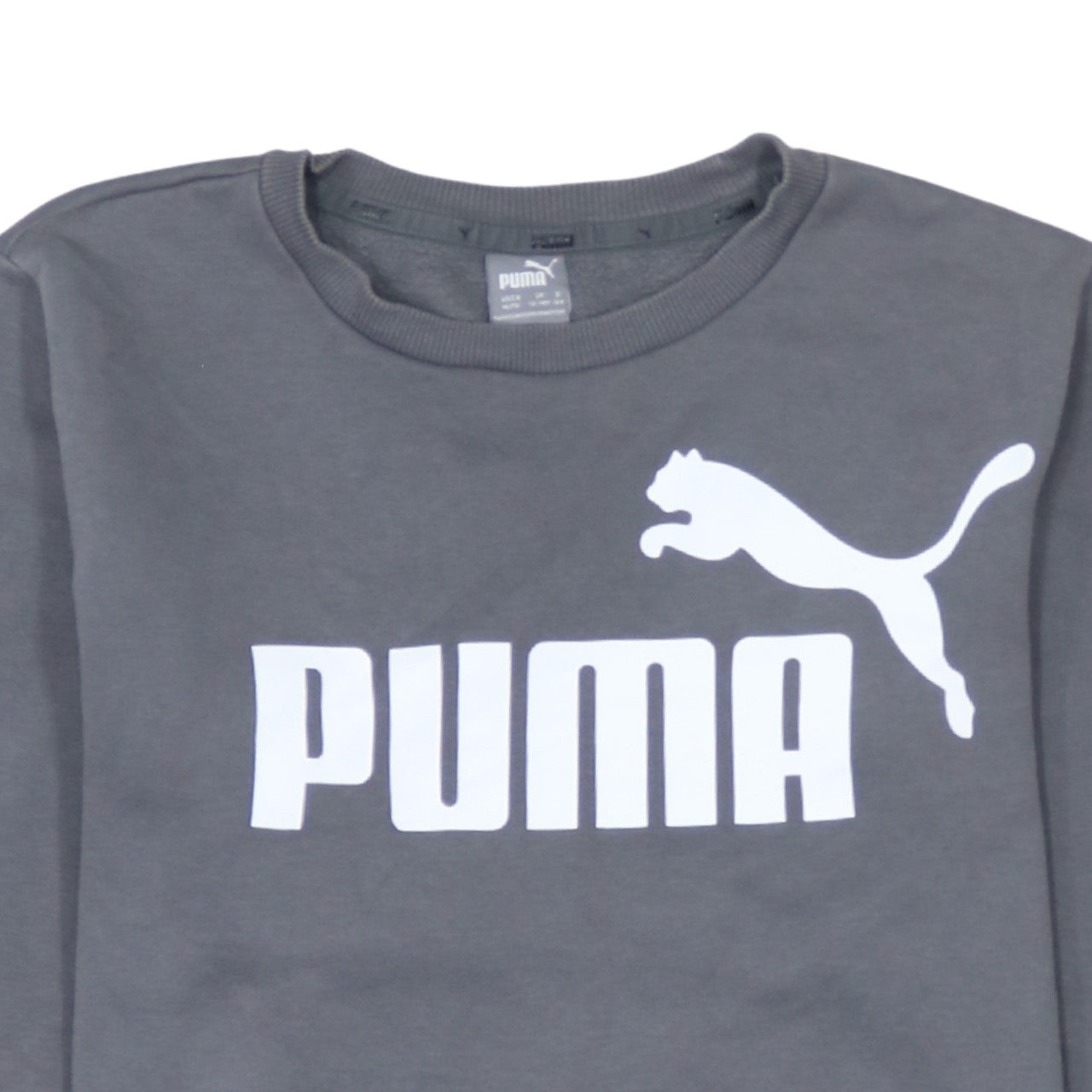 Puma Boys Grey Crew Neck Logo Sweatshirt 13-14 Years Cotton Blend