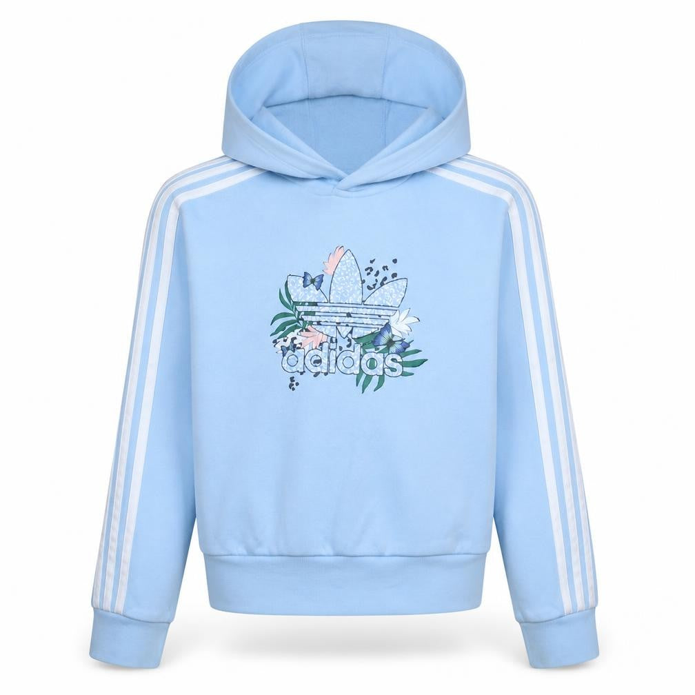 Adidas Girls Blue Pullover Hoodie 13-14 Years Butterfly Floral Graphic