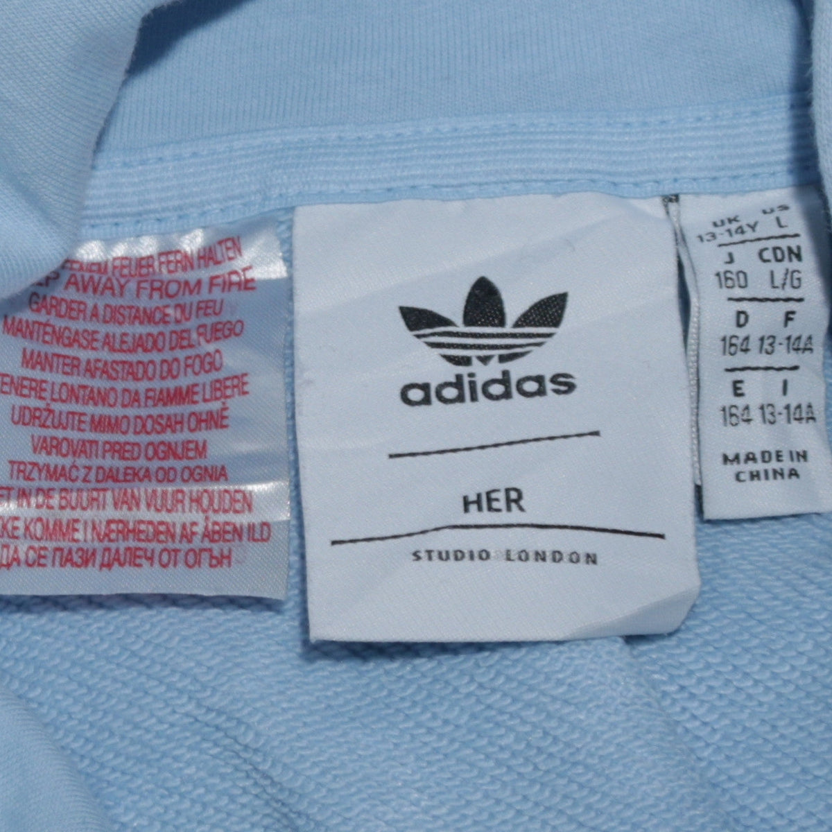 Adidas Girls Blue Pullover Hoodie 13-14 Years Butterfly Floral Graphic