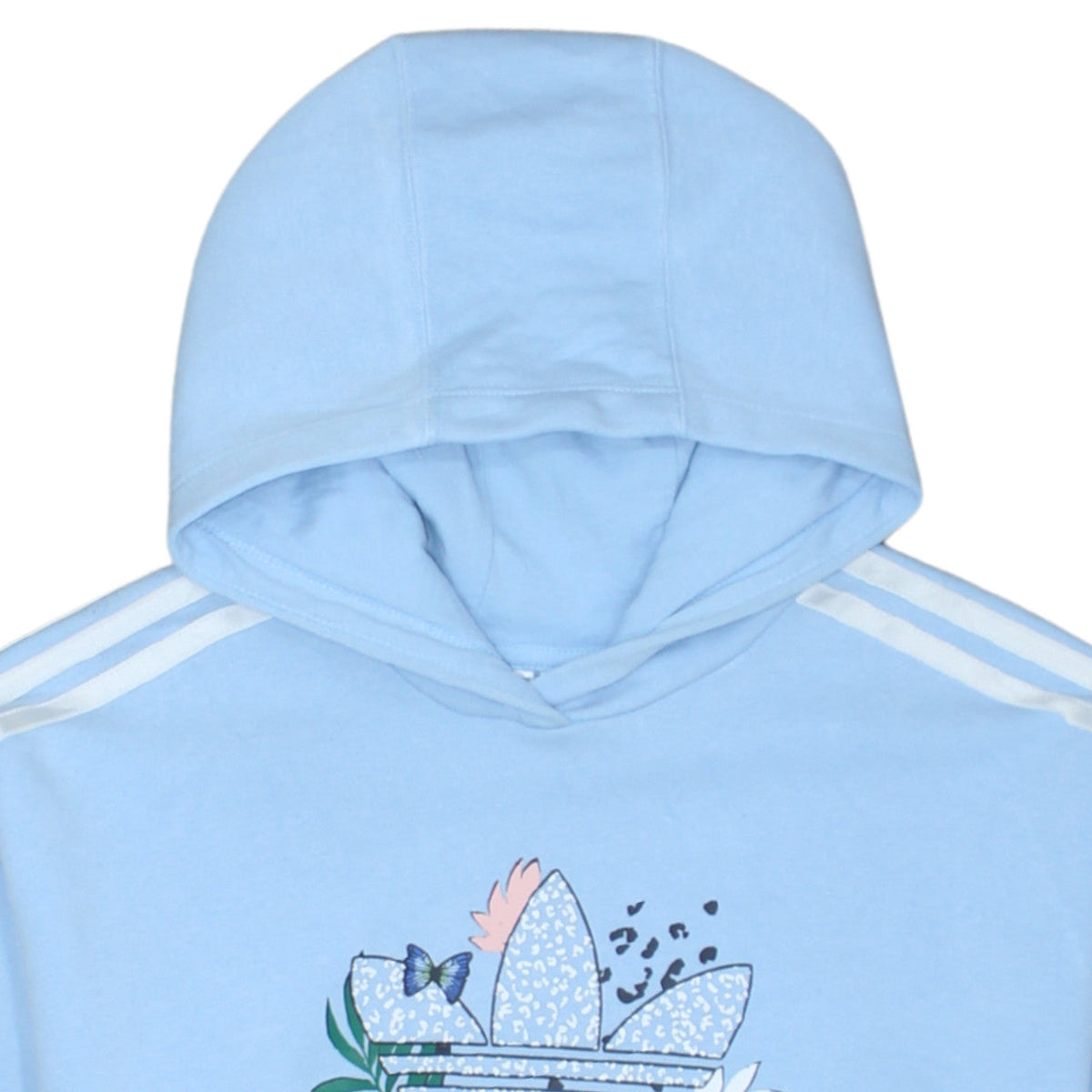 Adidas Girls Blue Pullover Hoodie 13-14 Years Butterfly Floral Graphic