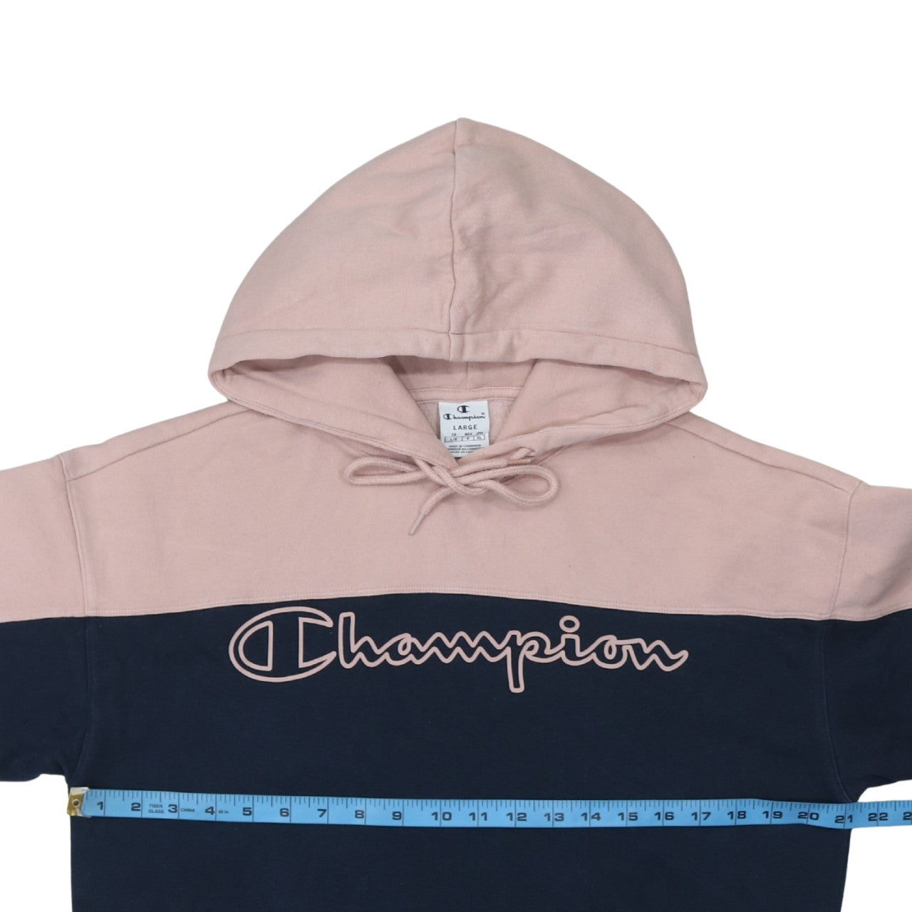 Champion Women's Pink & Navy Pullover Hoodie Size L Cotton Blend