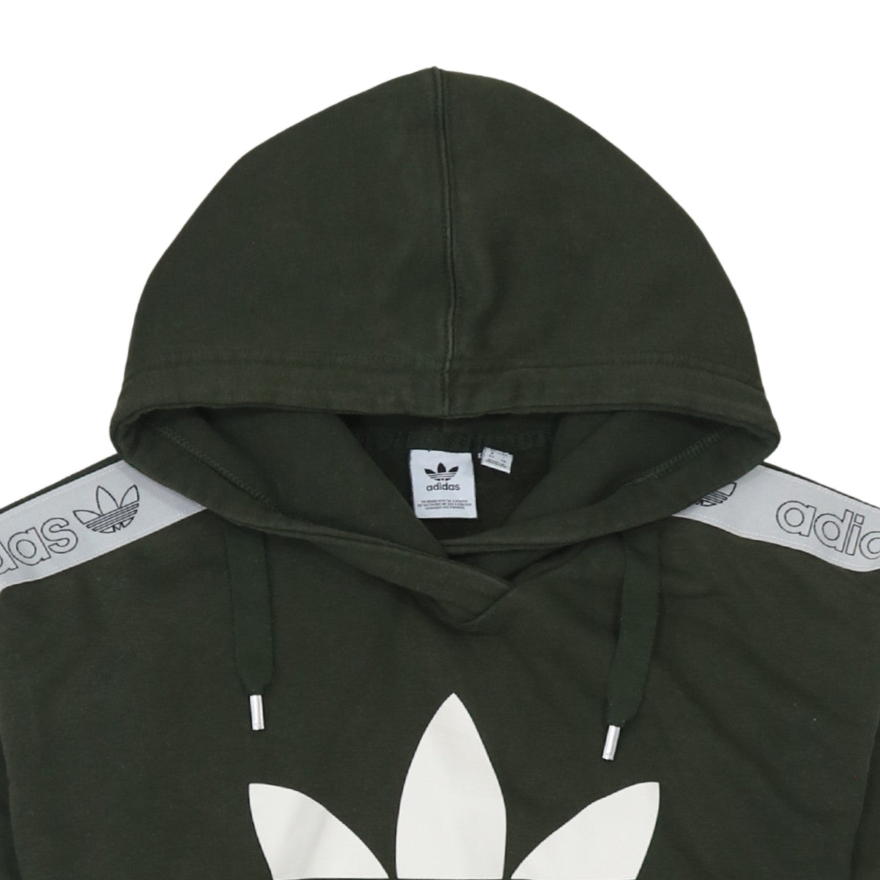 Adidas Womens Military Green Hoodie XS Pullover Logo Hooded Sweatshirt