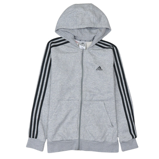 Adidas Boys Grey Full Zip Hoodie 13-14 Years Fleece Sportswear