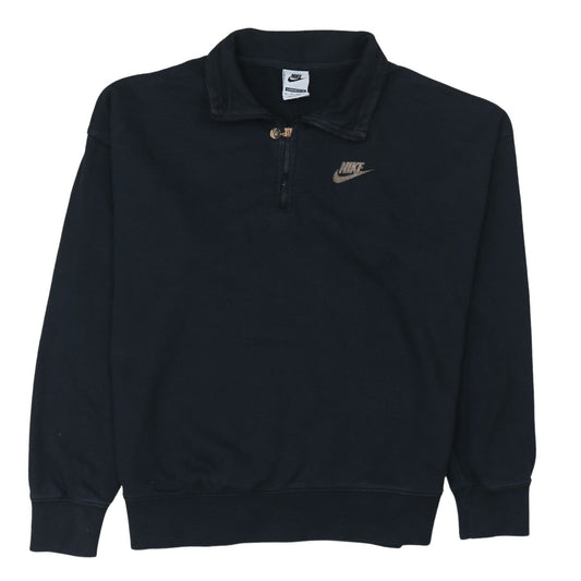 Nike Womens Black XS 1/4 Zip Logo Oversized Sweatshirt