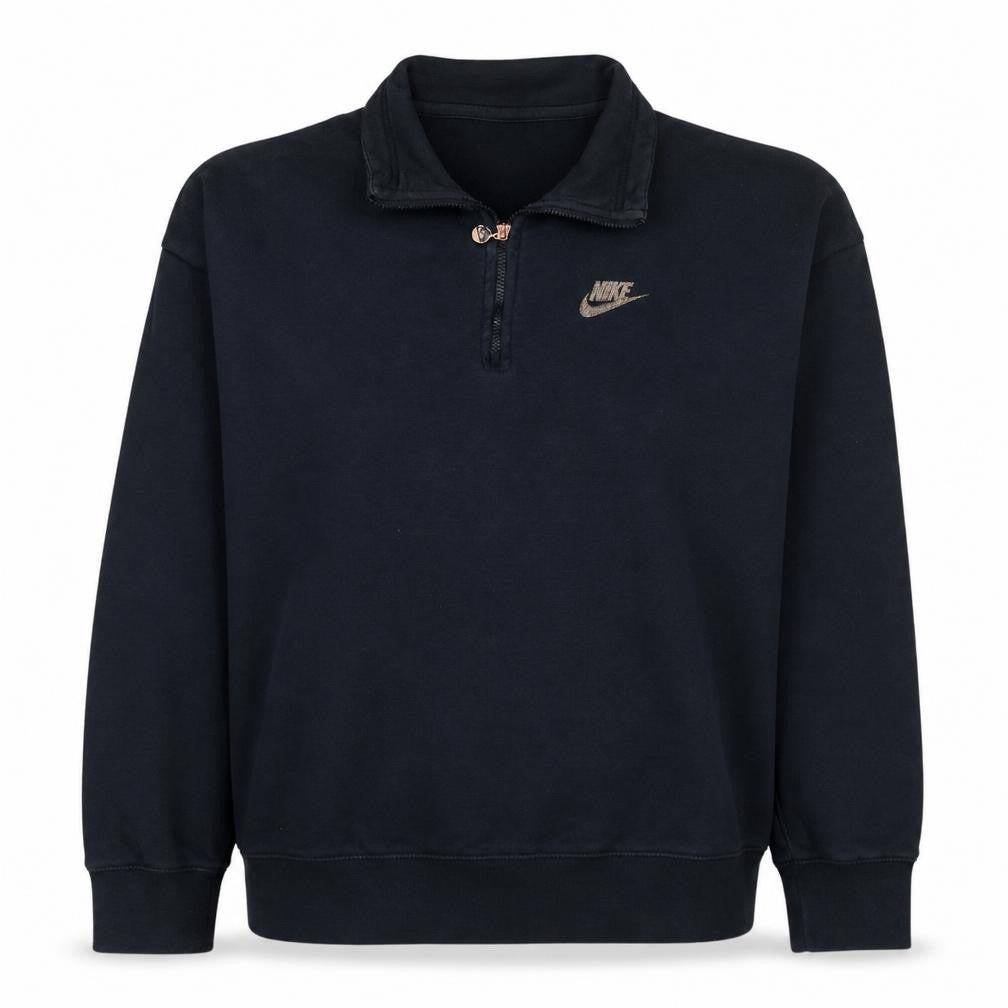 Nike Womens Black XS 1/4 Zip Logo Oversized Sweatshirt