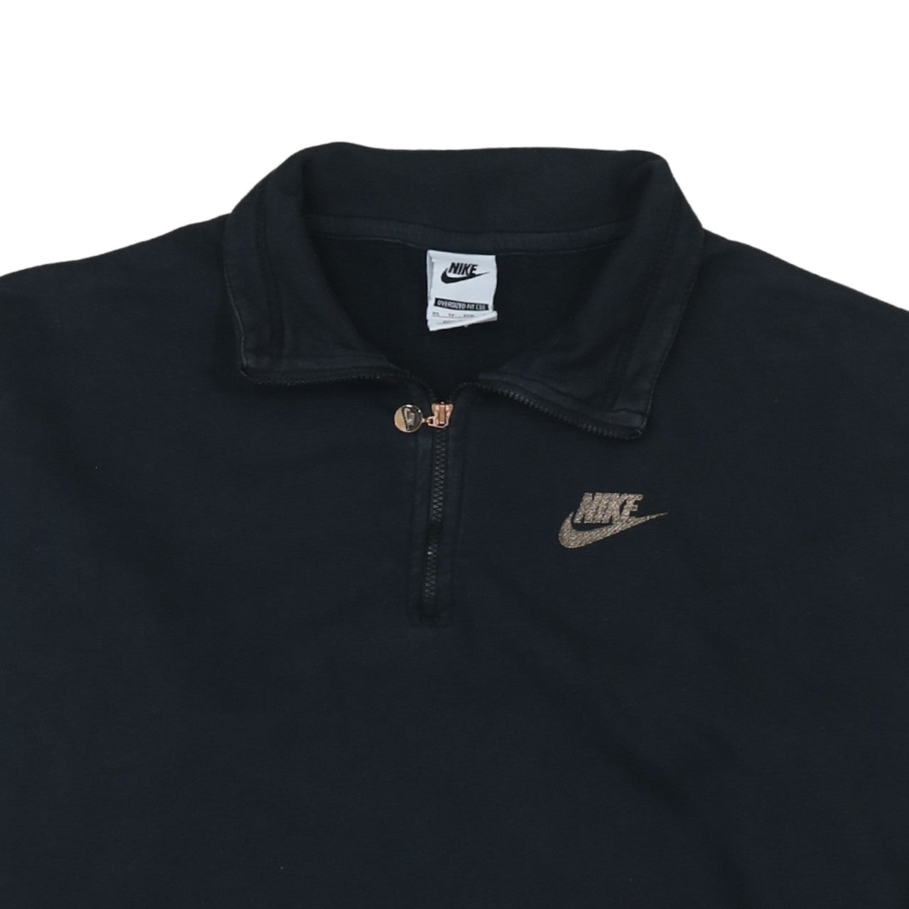 Nike Womens Black XS 1/4 Zip Logo Oversized Sweatshirt