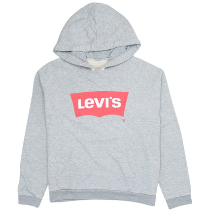 Additional front view of Levi's boys’ grey pullover logo hoodie, size 16, years regular fit