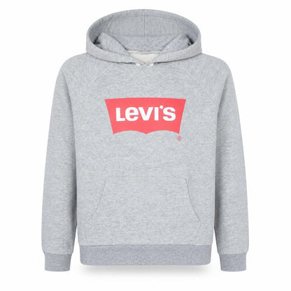 Front view of Levi's boys’ grey pullover logo hoodie, size 16, years regular fit
