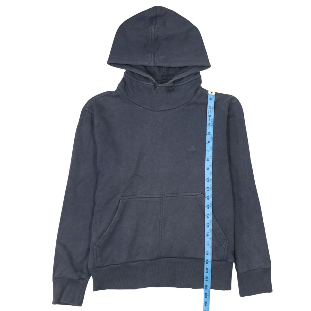 Adidas Women Blue Pullover Hoodie Size 12 Kangaroo Pocket Casual