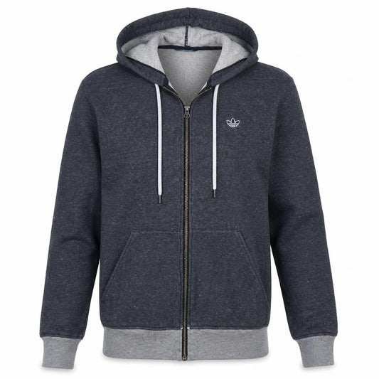 Adidas Mens Grey Full Zip Hoodie Size M Regular Fit