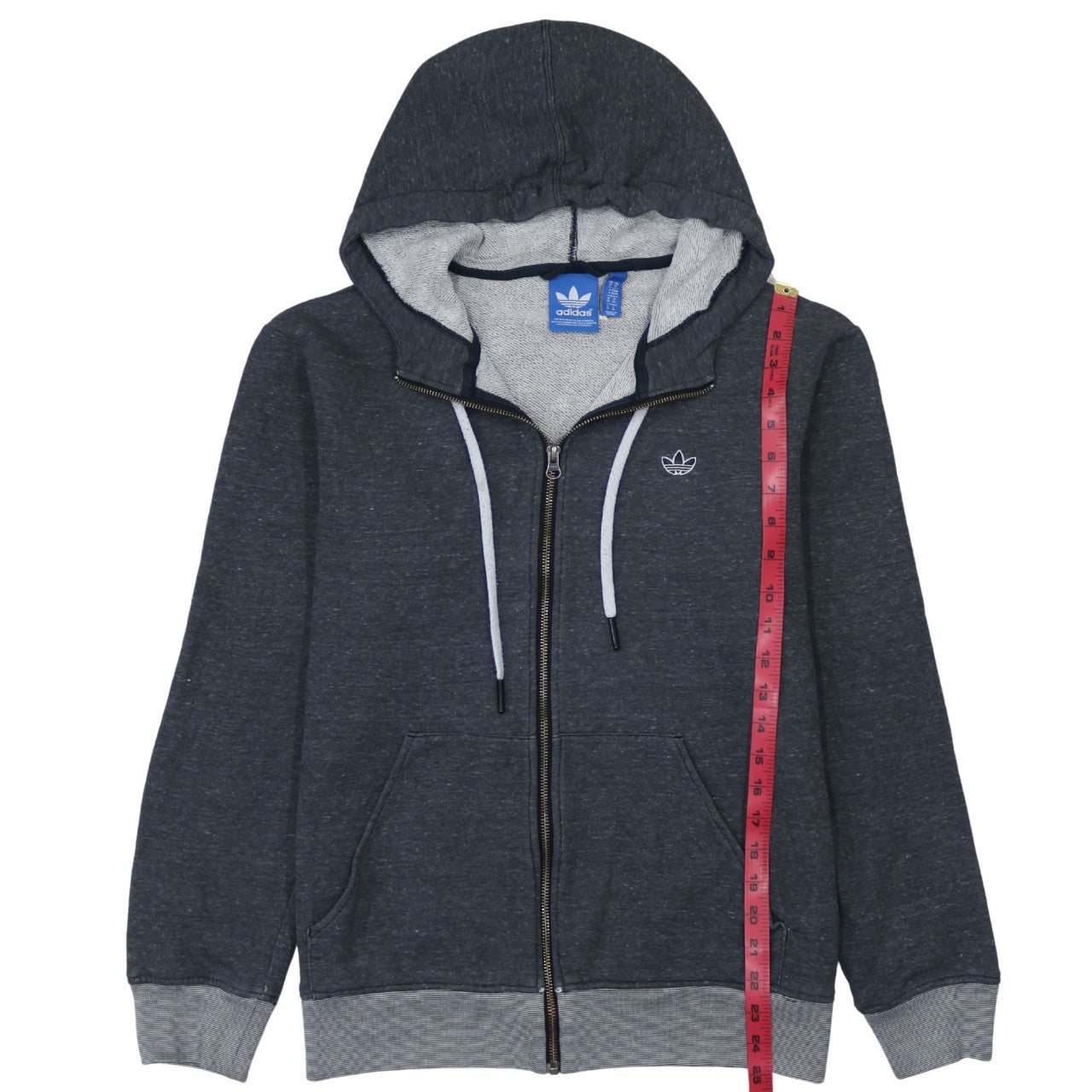 Adidas Mens Grey Full Zip Hoodie Size M Regular Fit